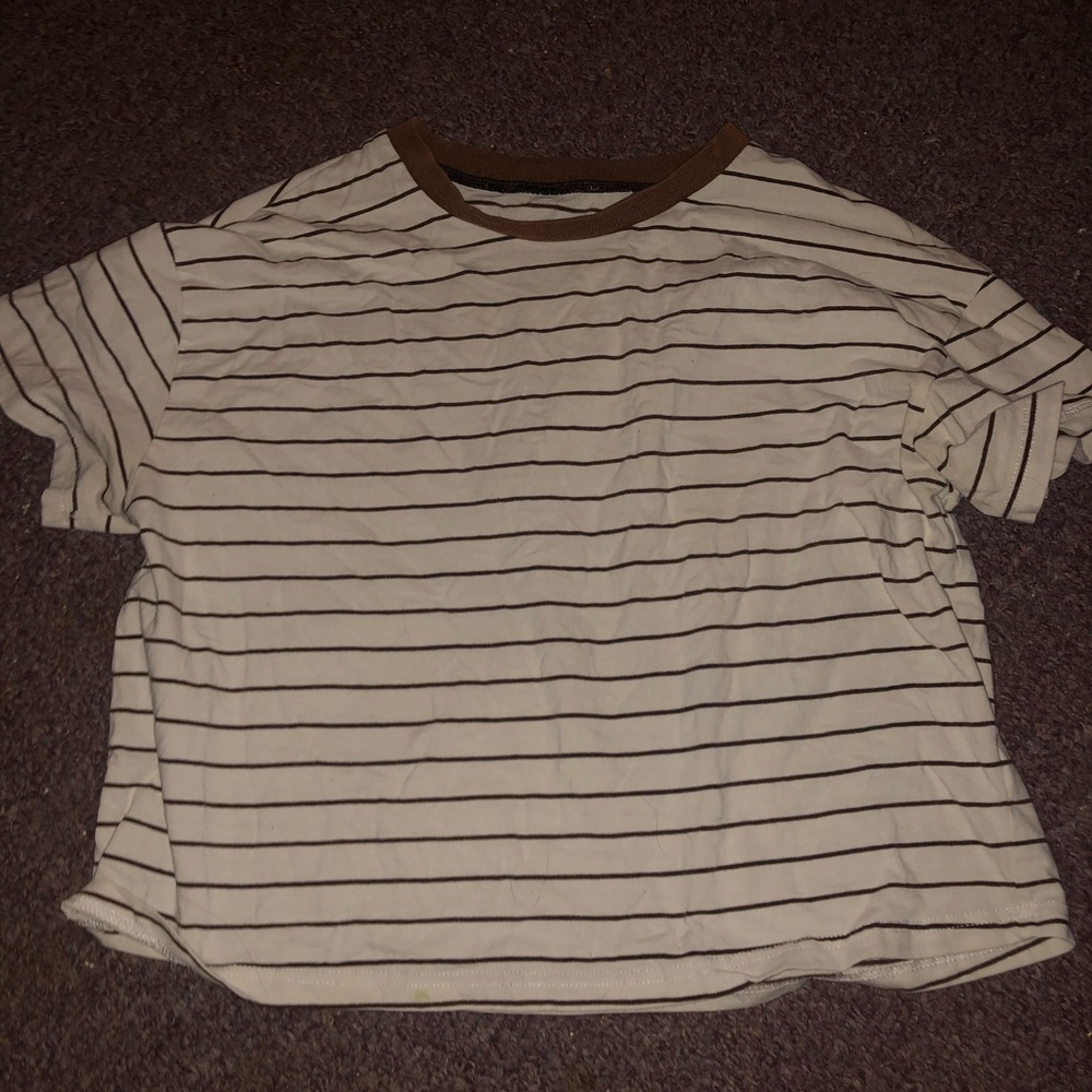 Brown and white stripped crop top